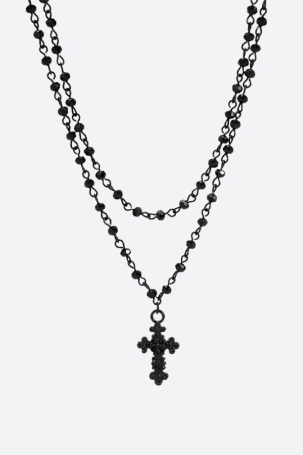 Goth Double Chain Cross Necklace