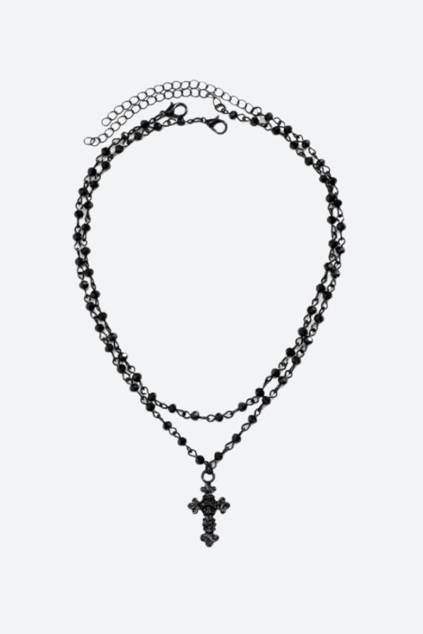 Goth Double Chain Cross Necklace