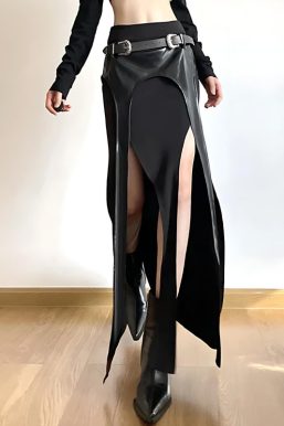 Goth Double Slit Maxi Skirt
