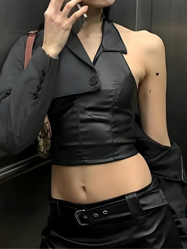 Goth Faux Leather Crop Top