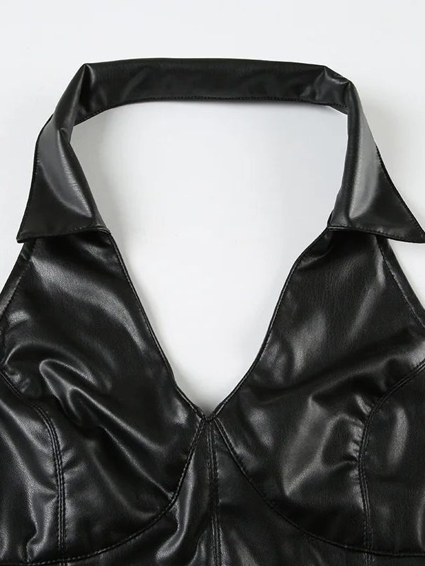 Goth Faux Leather Crop Top