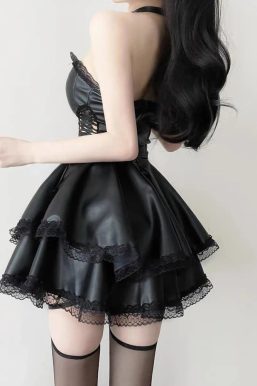 Goth Faux Leather Mini Dress