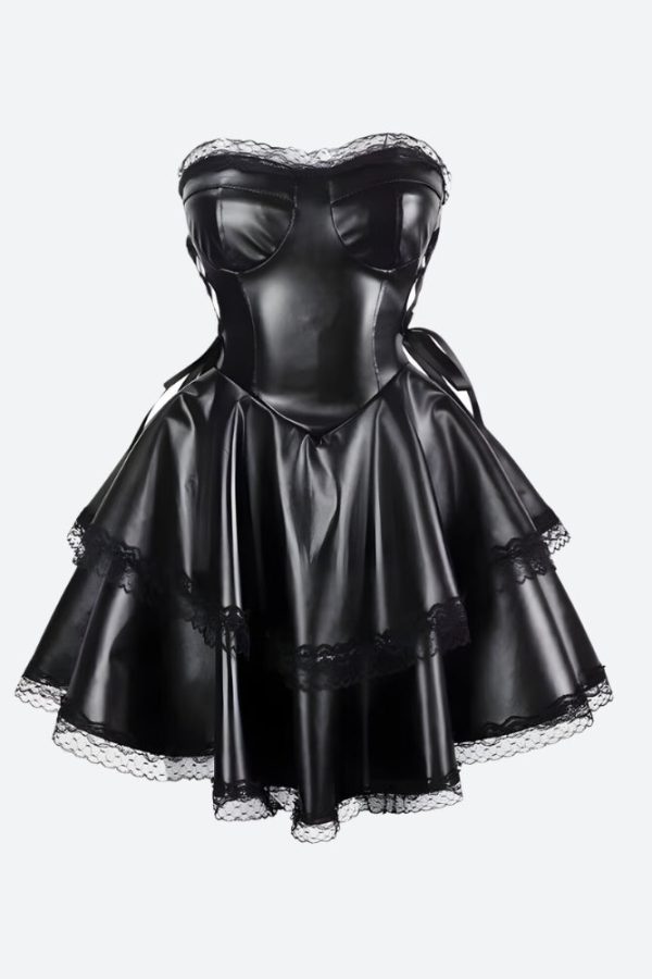 Goth Faux Leather Mini Dress
