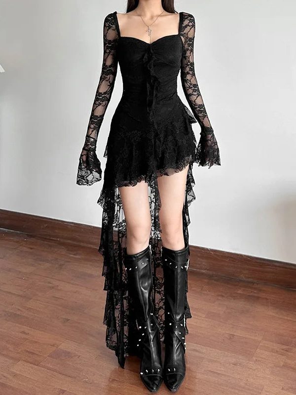 Goth Lace Mullet Mini Dress