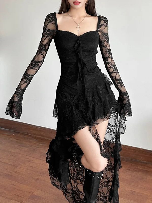 Goth Lace Mullet Mini Dress