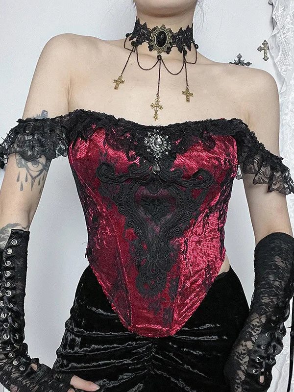 Goth Lace Trim Corset Top