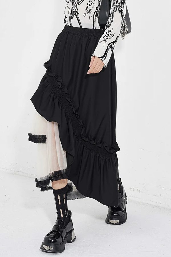 Goth Layered Midi Skirt