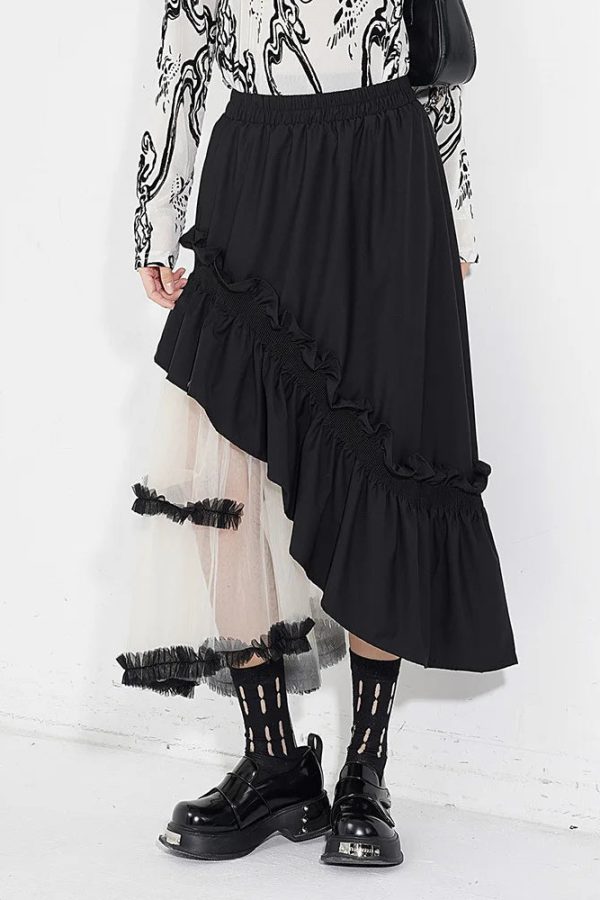 Goth Layered Midi Skirt