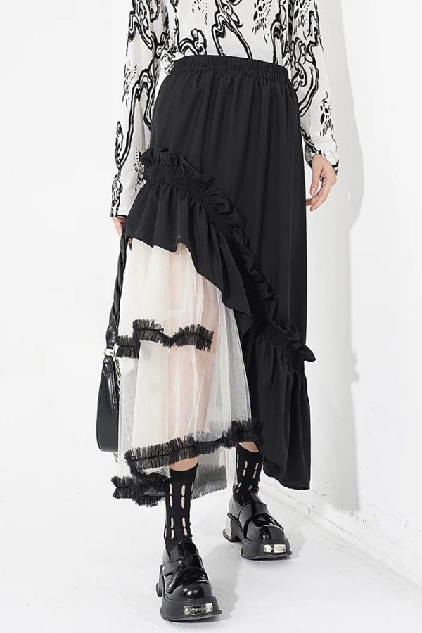 Goth Layered Midi Skirt