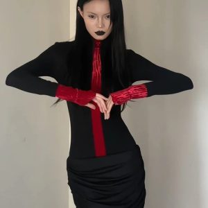 Goth Red Detail Top