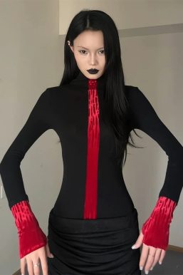 Goth Red Detail Top