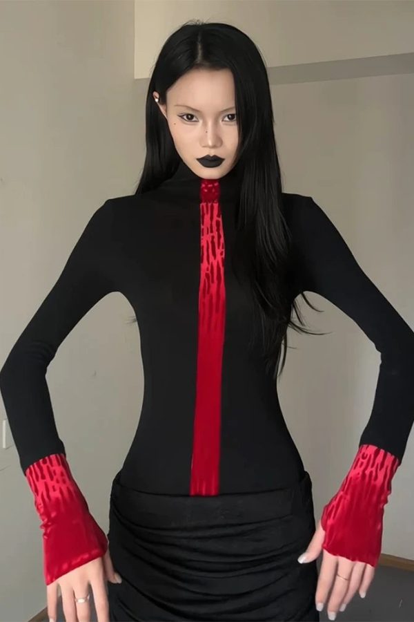 Goth Red Detail Top