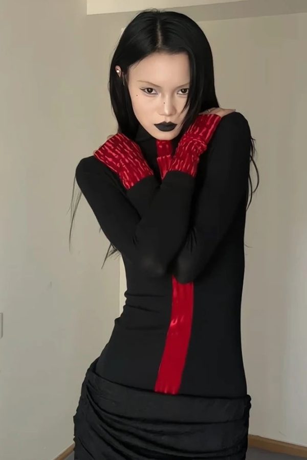 Goth Red Detail Top