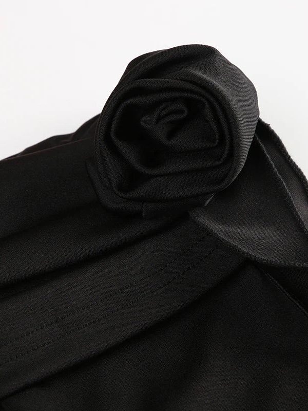 Goth Ruched Flower Flare Pants