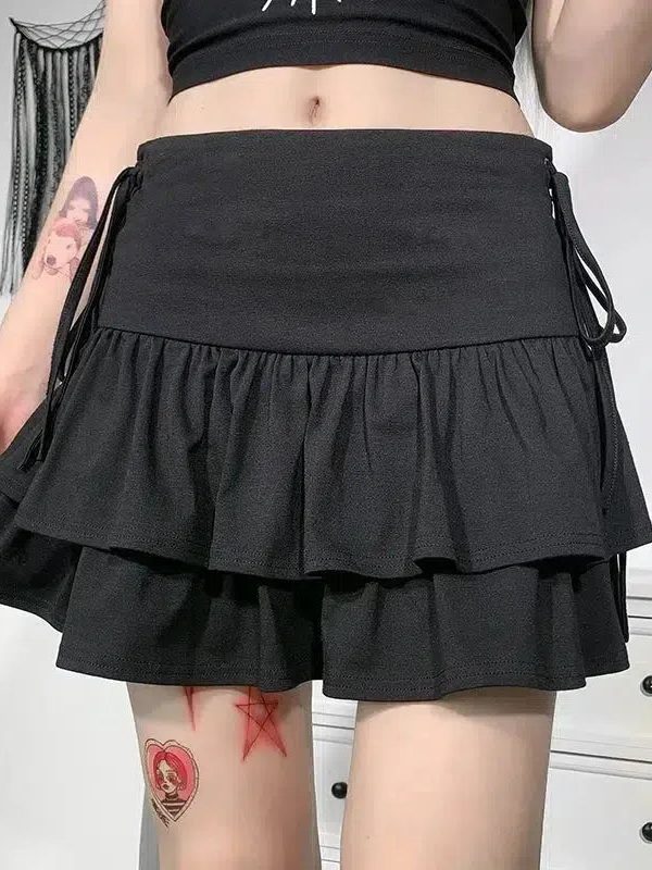 Goth Ruffled Mini Skirt