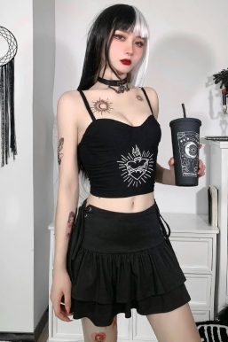 Goth Ruffled Mini Skirt