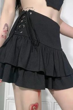 Goth Ruffled Mini Skirt