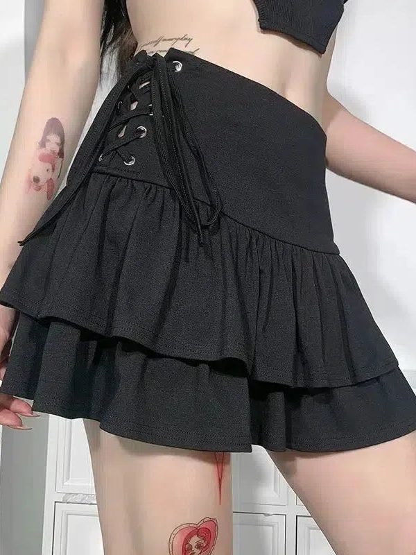 Goth Ruffled Mini Skirt
