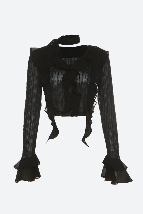 Goth Sheer Ruffled Blouse
