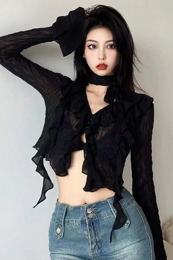 Goth Sheer Ruffled Blouse