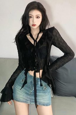 Goth Sheer Ruffled Blouse