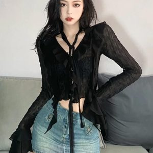 Goth Sheer Ruffled Blouse