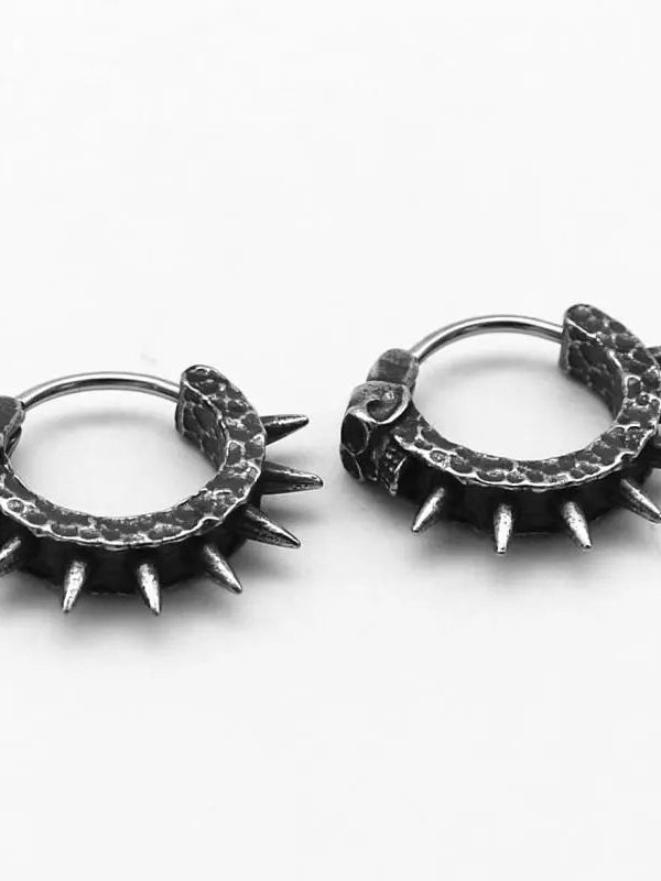 Goth Skull Spiked Hoop Earrings