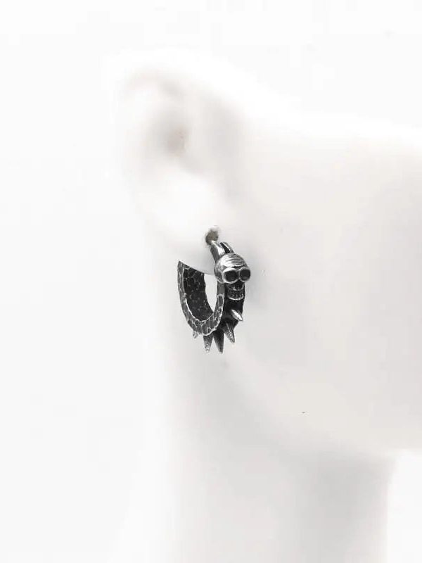 Goth Skull Spiked Hoop Earrings