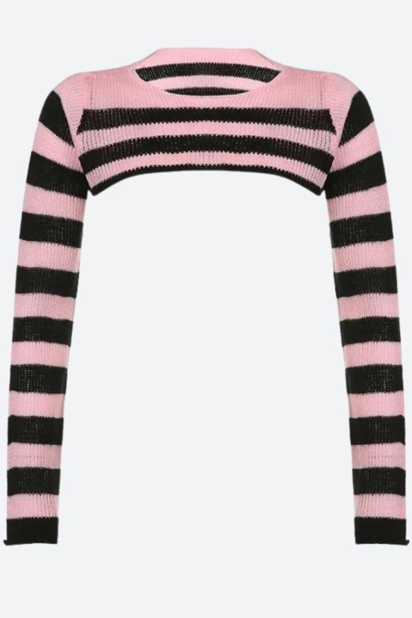 Goth Striped Knitted Shrug Sweater