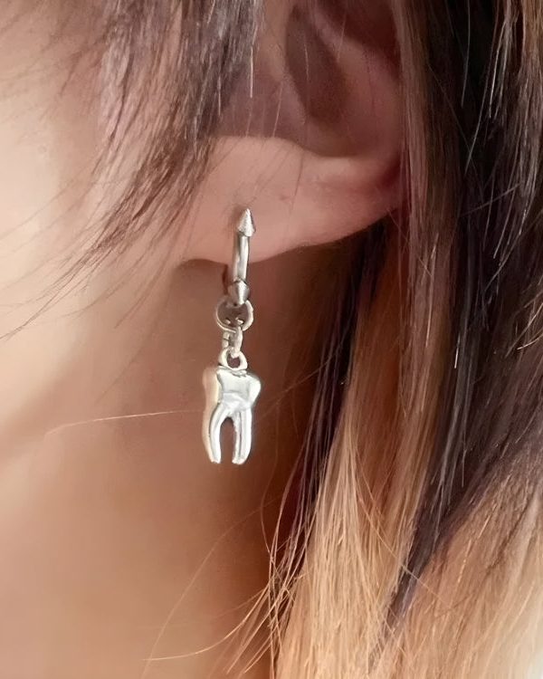 Goth Tooth Spiked Hoop Earrings - Gold Belly Button Piercing Rings