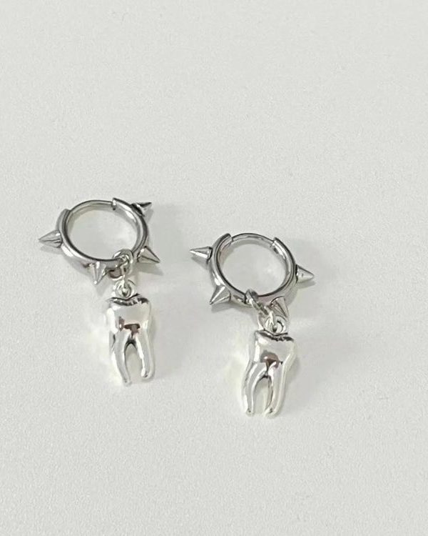 Goth Tooth Spiked Hoop Earrings