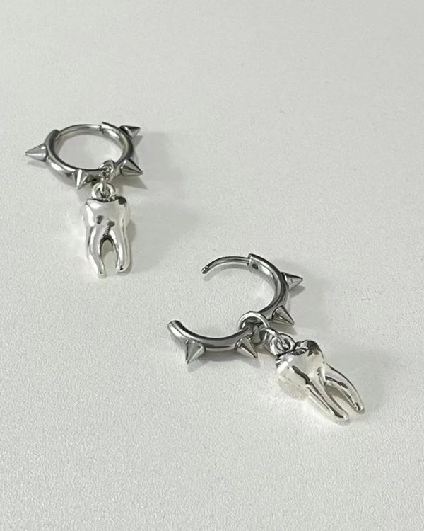 Goth Tooth Spiked Hoop Earrings