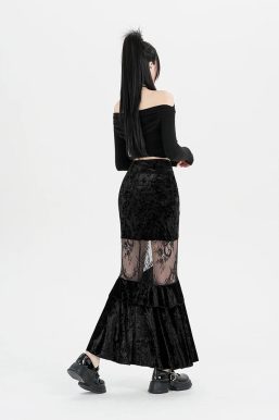 Goth Velvet Lace Maxi Skirt