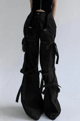 Gothic Lace Up Flare Pants