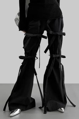 Gothic Lace Up Flare Pants