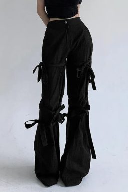 Gothic Lace Up Flare Pants