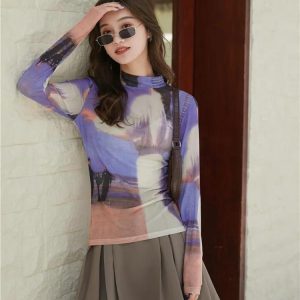 Graphic Women Printed Mesh Top