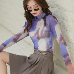 Graphic Women Printed Mesh Top