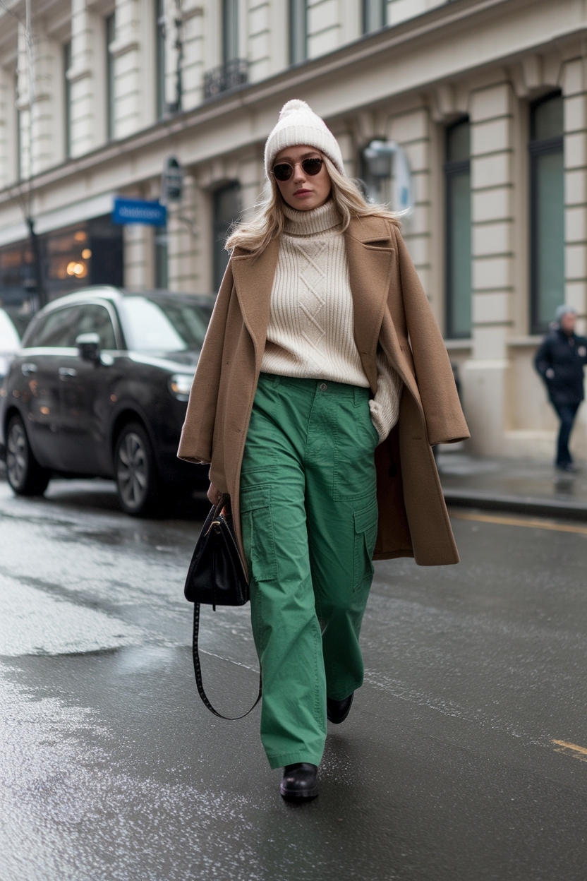 Green Cargo Pants Outfit Winter: Fresh and Trendy Styles outfit idea