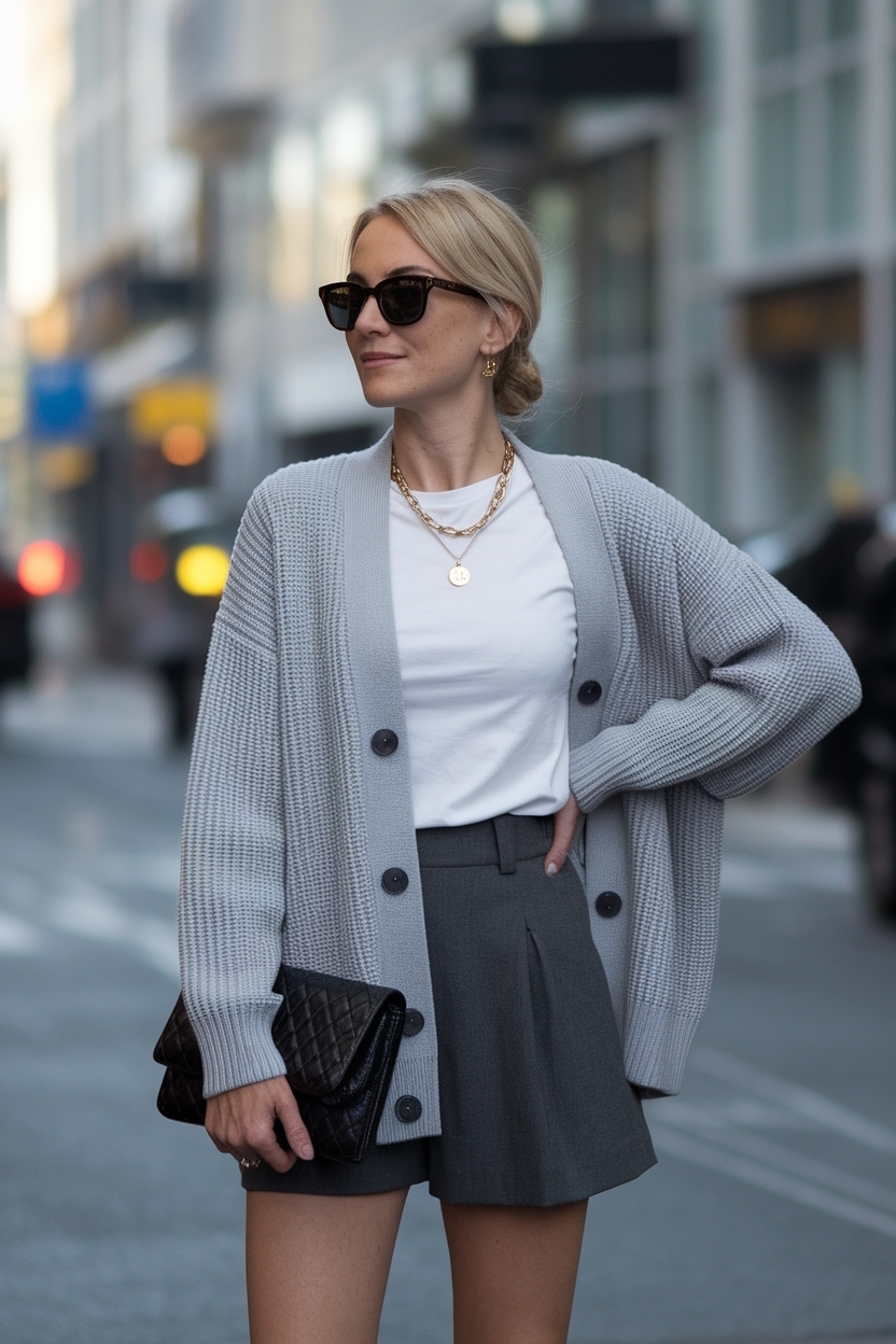 Grey Short Cardigan Outfit Women for a Casual Vibe outfit idea