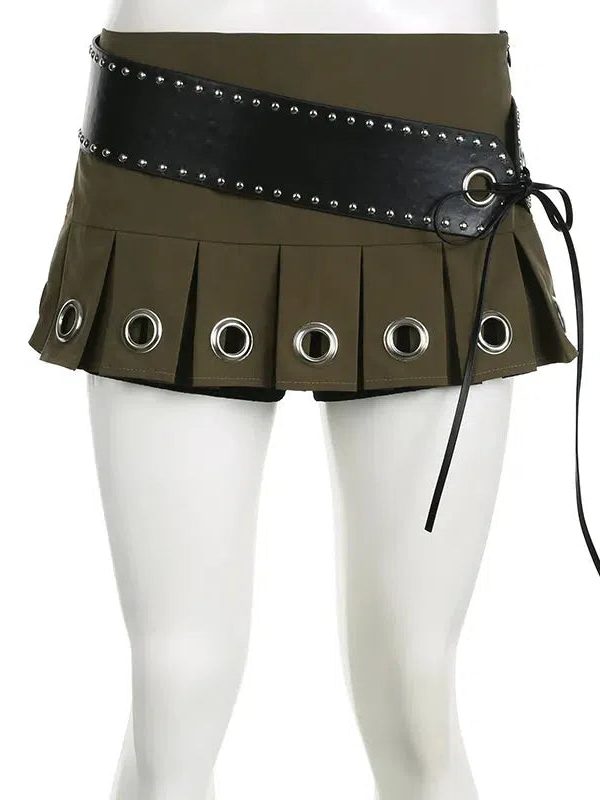 Grunge Belted Extra Mini Skirt