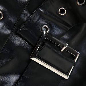 Grunge Belted Faux Leather Tube Top