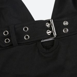 Grunge Belted Halter Neck Top