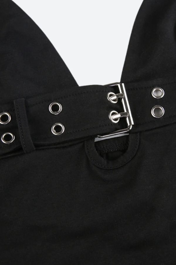 Grunge Belted Halter Neck Top