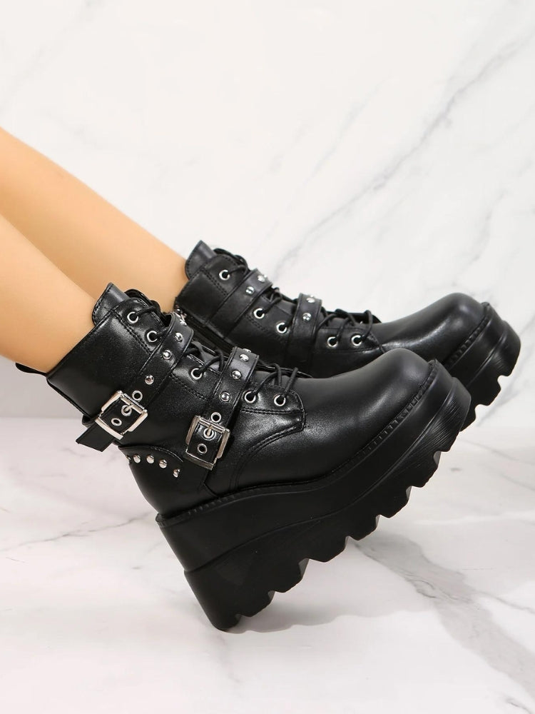 Grunge Belted Platform Boots Grunge Belted Platform Boots