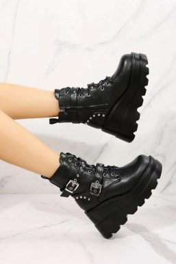 Grunge Belted Platform Boots
