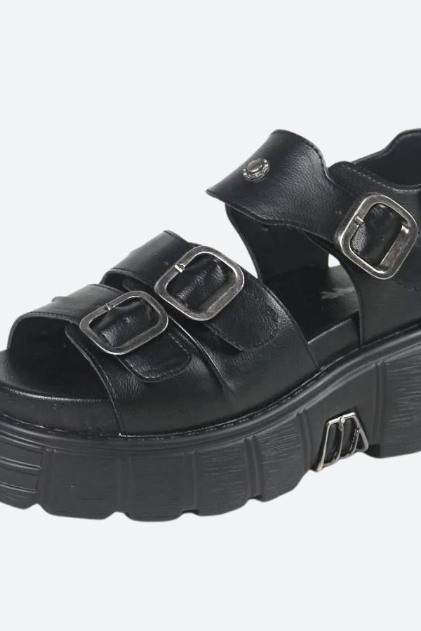 Grunge Belted Platform Sandals