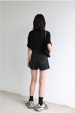 Grunge Black Jean Shorts