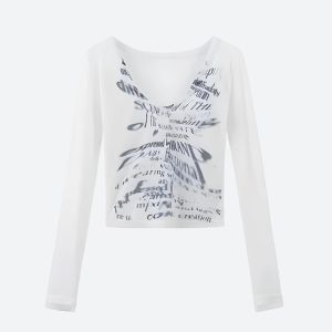 Grunge Blur Letter One Shoulder Top