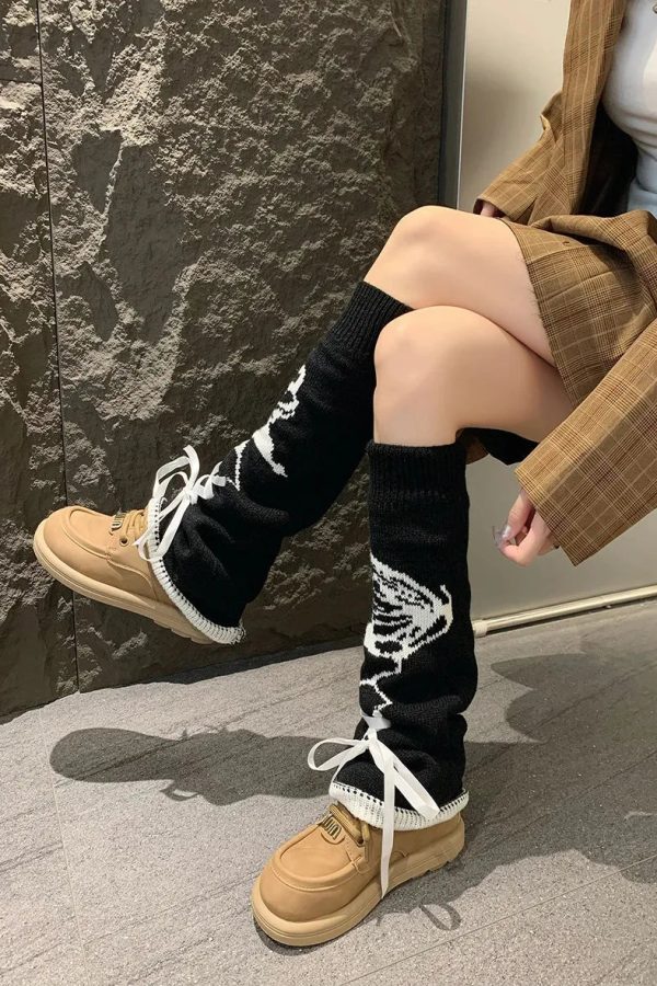 Grunge Butterfly Lace Up Leg Warmers